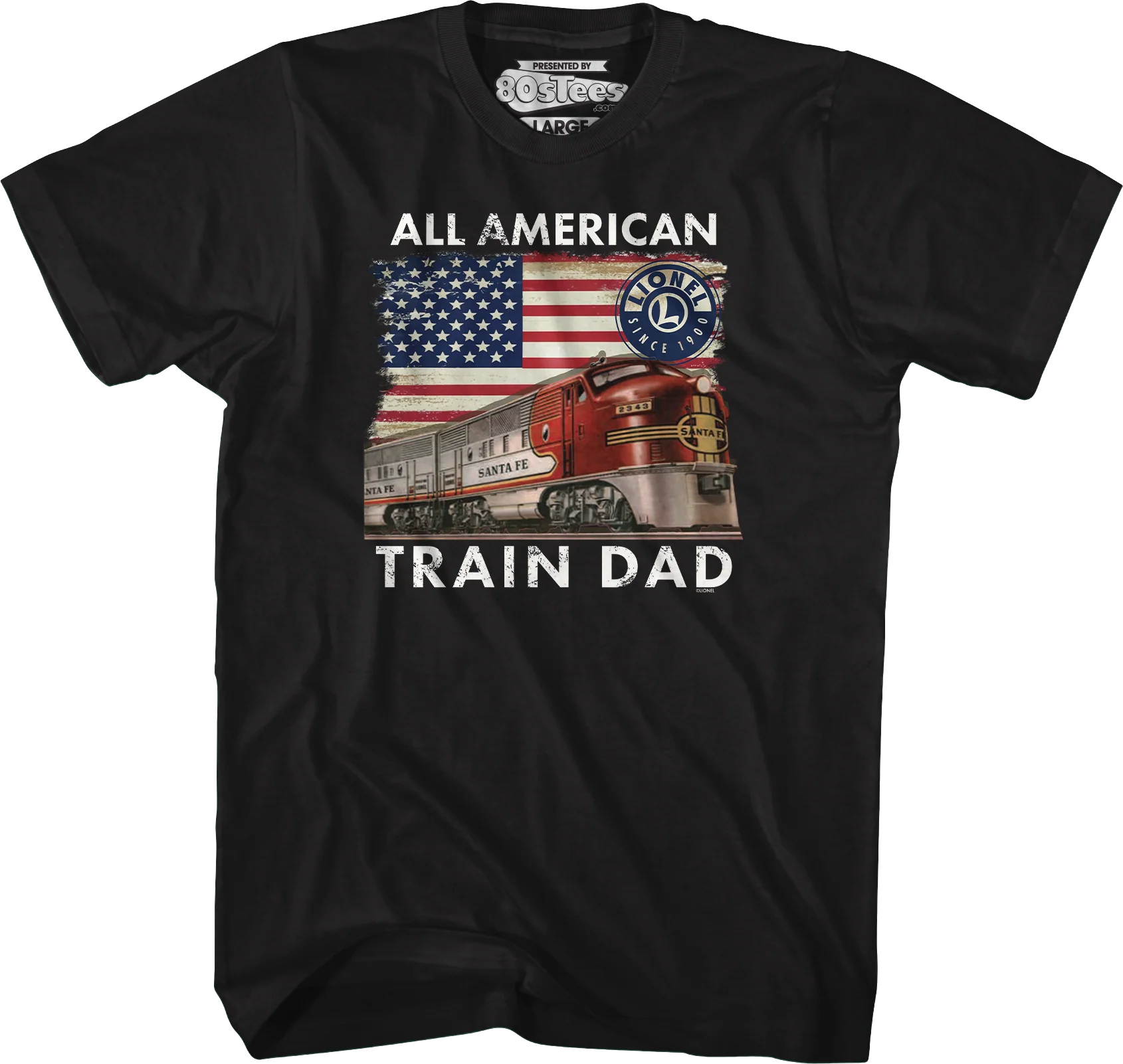 All American Train Dad Lionel Trains T-Shirt - Image 4