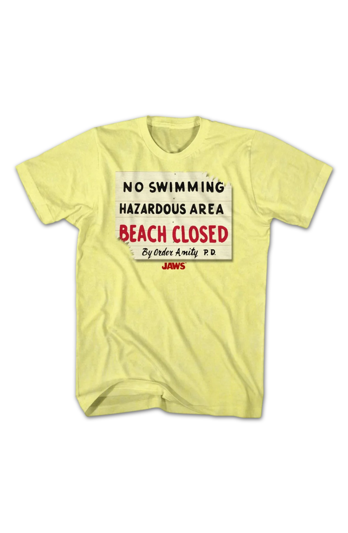 Beach Closed Sign Jaws T-Shirt - Image 2