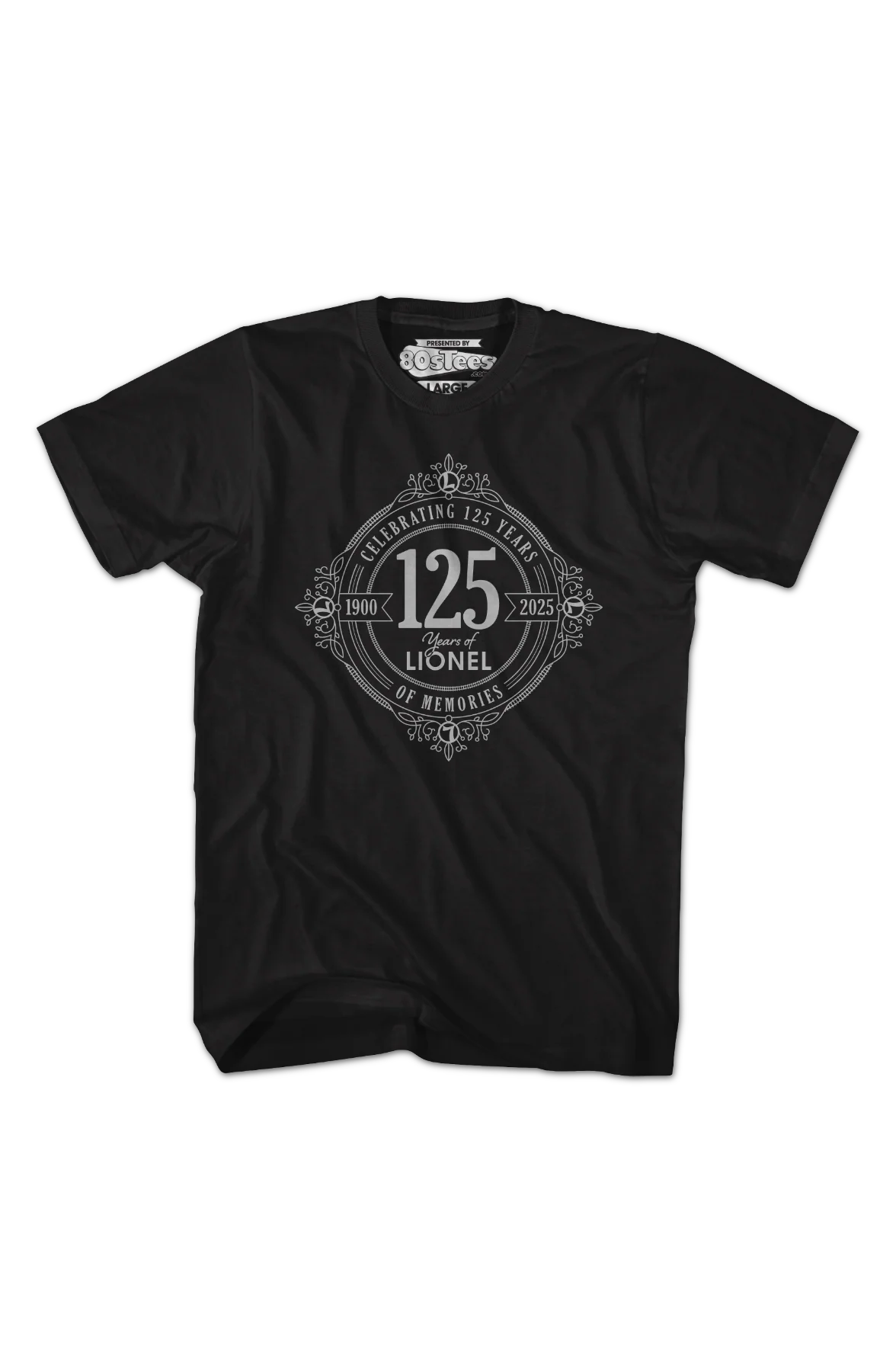 Black Celebrating 125 Years Of Memories Lionel Trains T-Shirt - Image 2