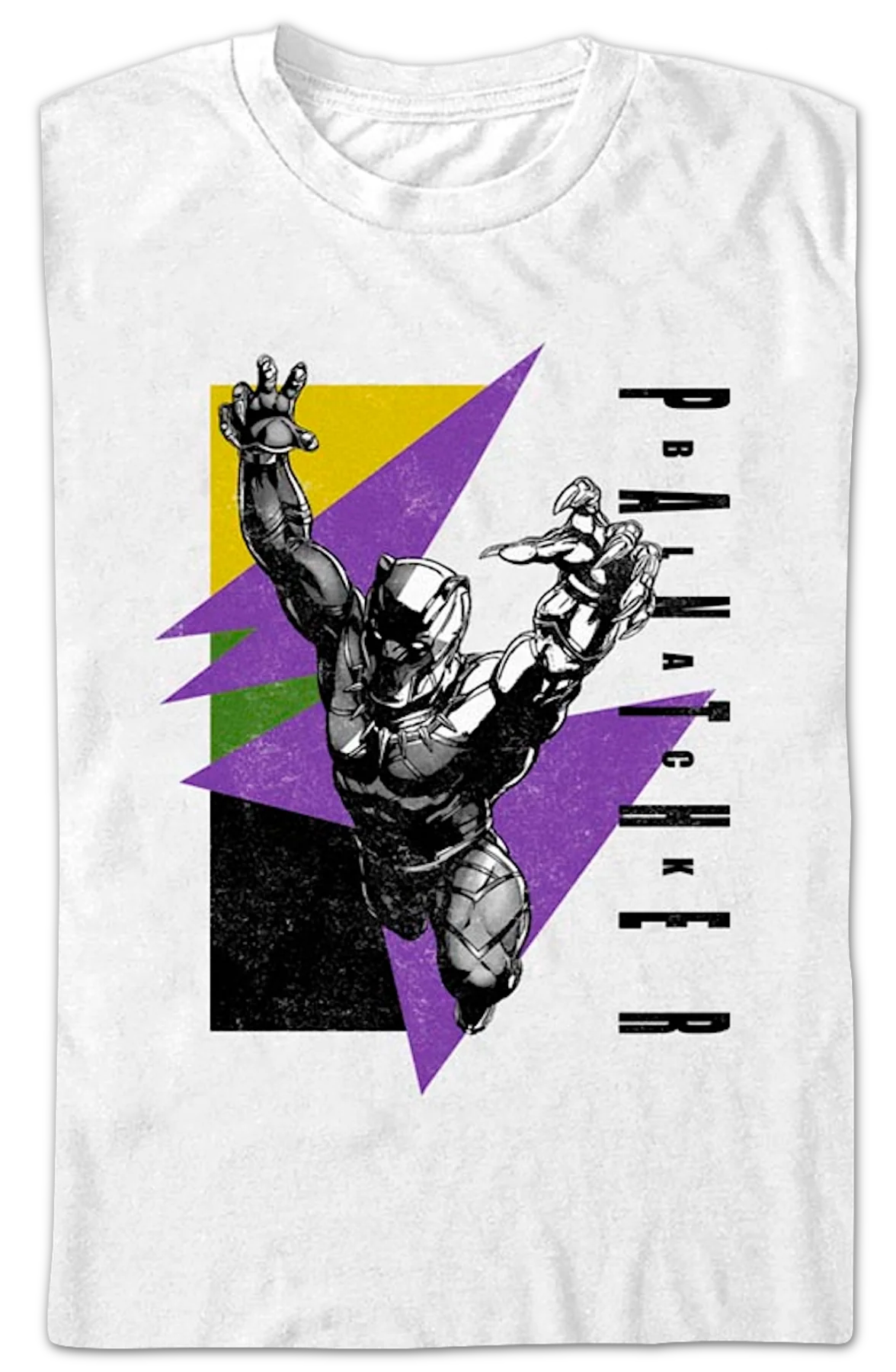 Black Panther Retro Shapes Marvel Comics T-Shirt - Image 2