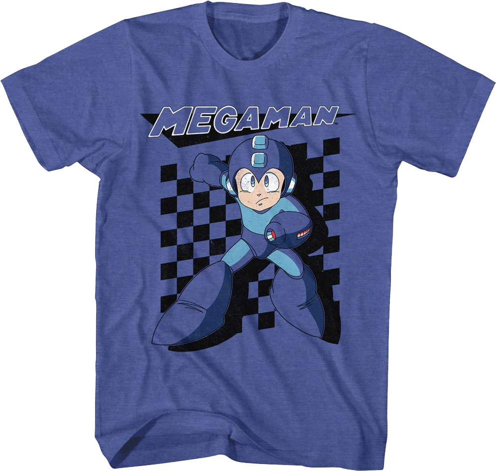 Blue Bomber Checkerboard Mega Man T-Shirt