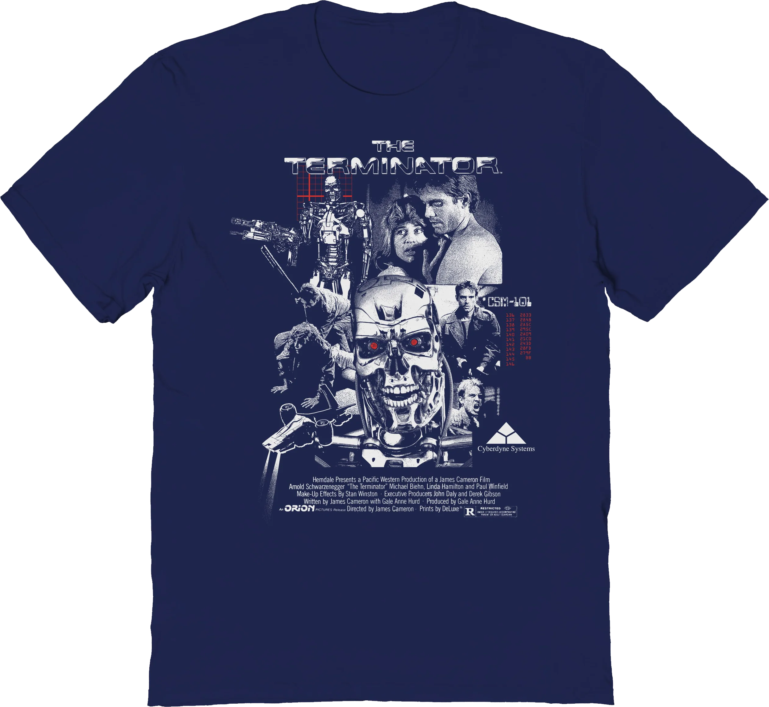 Blue Vintage Collage Poster Terminator T-Shirt