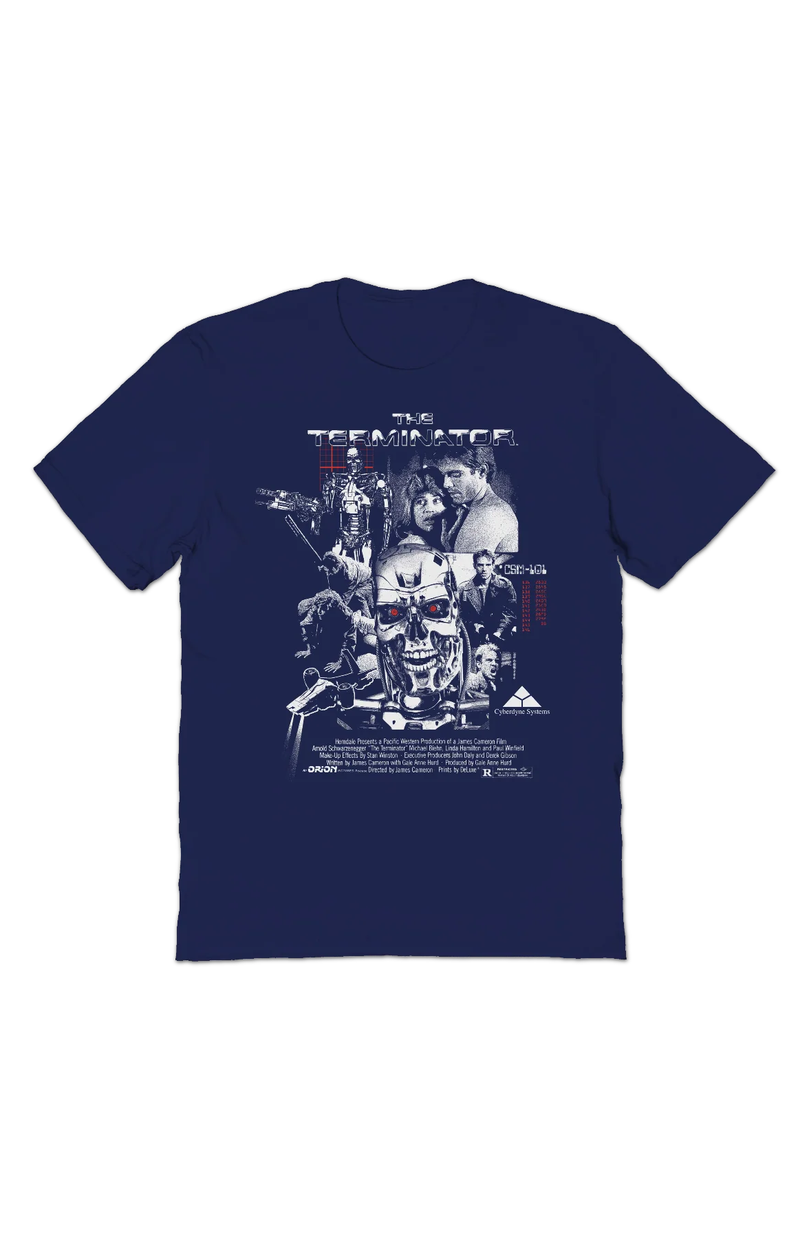 Blue Vintage Collage Poster Terminator T-Shirt - Image 2