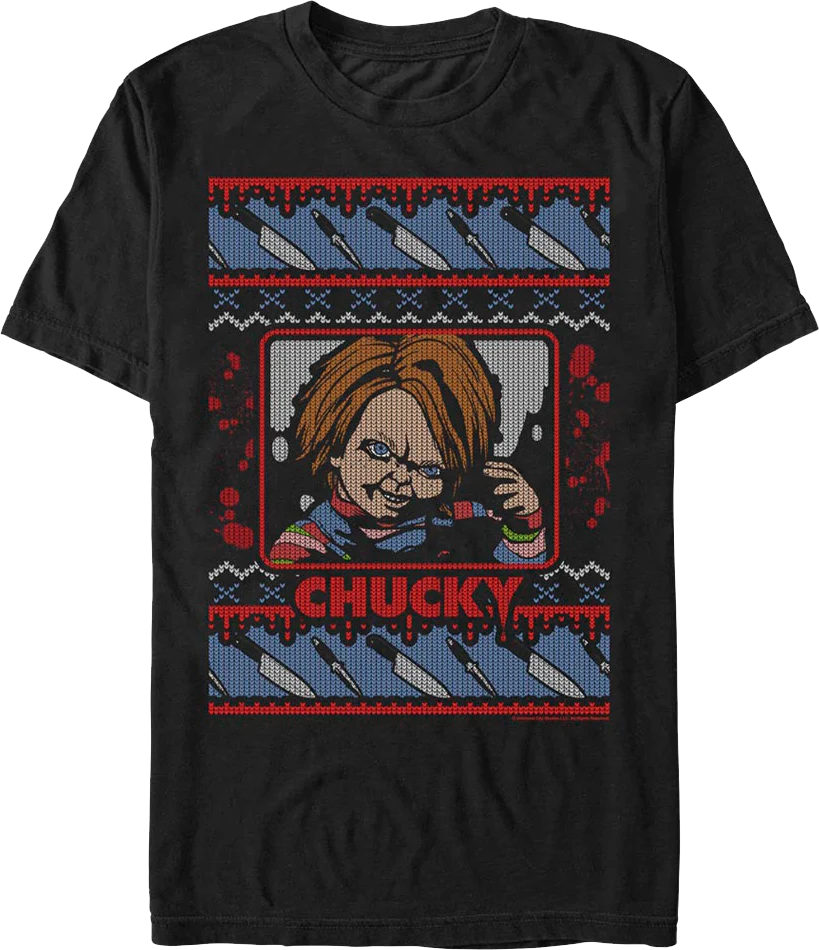 Chucky Faux Ugly Christmas Sweater Child's Play T-Shirt