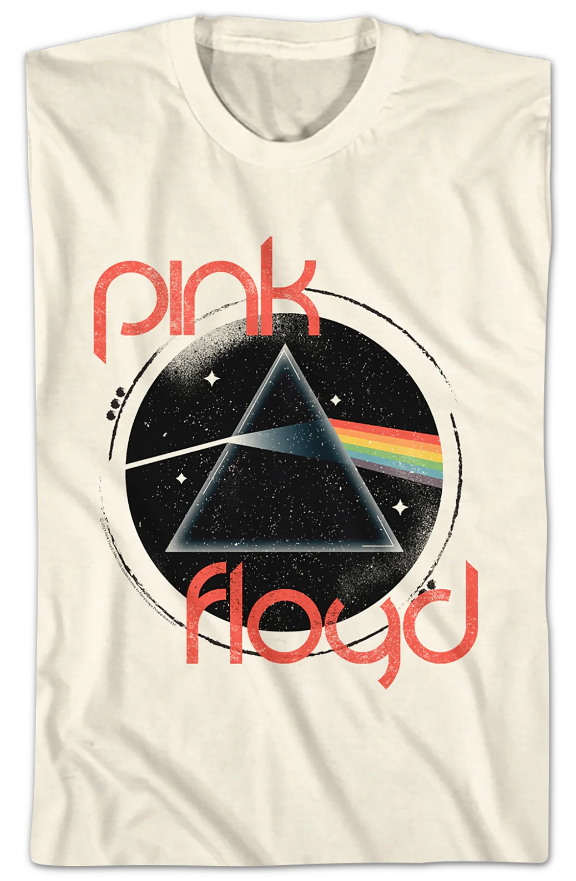 Distressed Circle Dark Side of the Moon Pink Floyd T-Shirt - Image 2