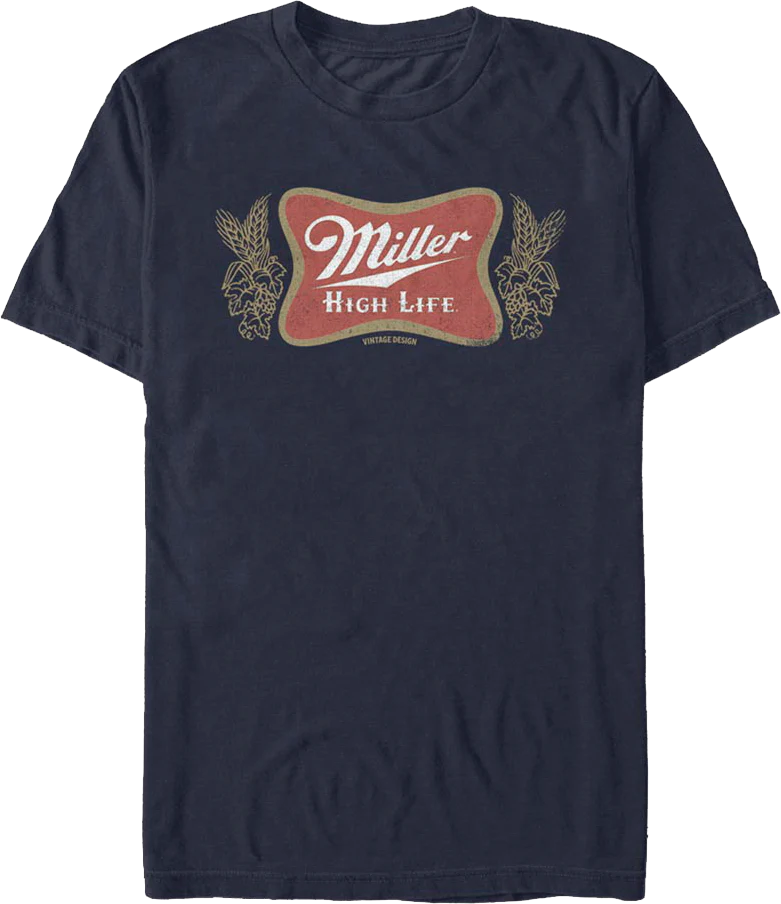 Distressed Navy Logo Miller High Life T-Shirt