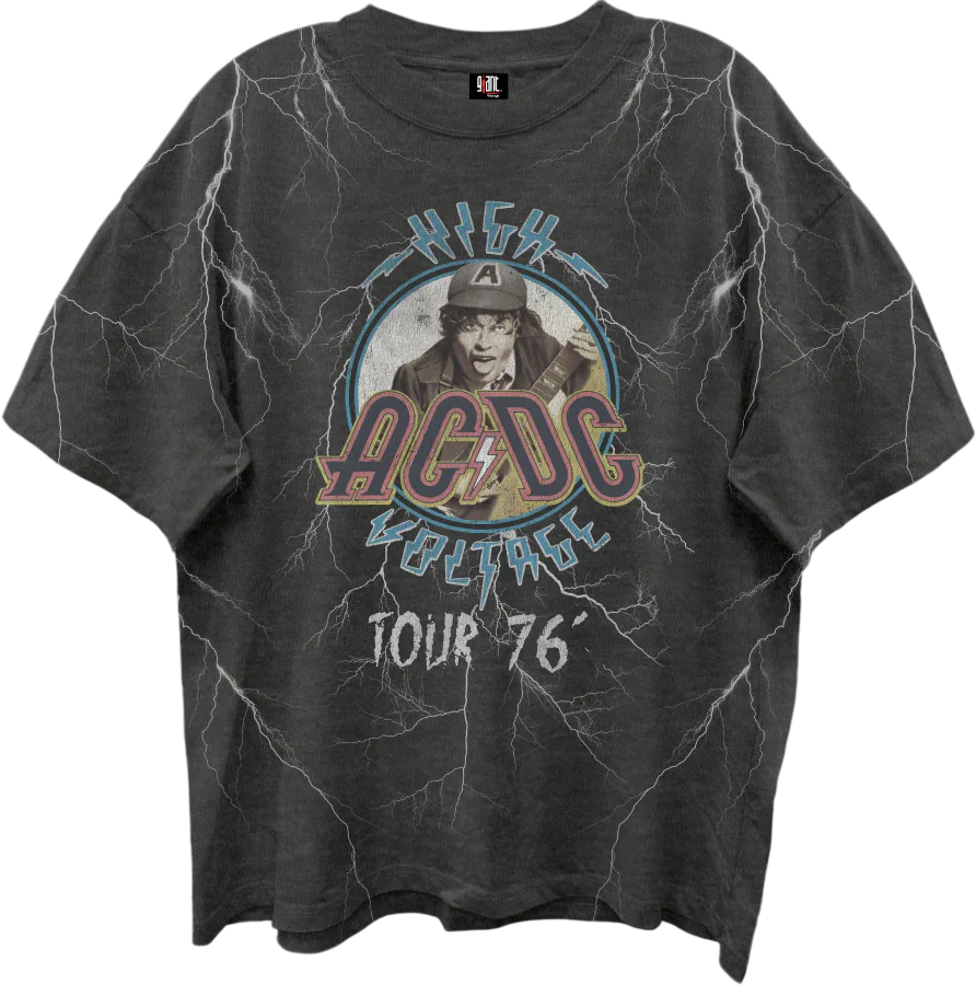 Front & Back High Voltage Tour 76 ACDC Oversized T-Shirt