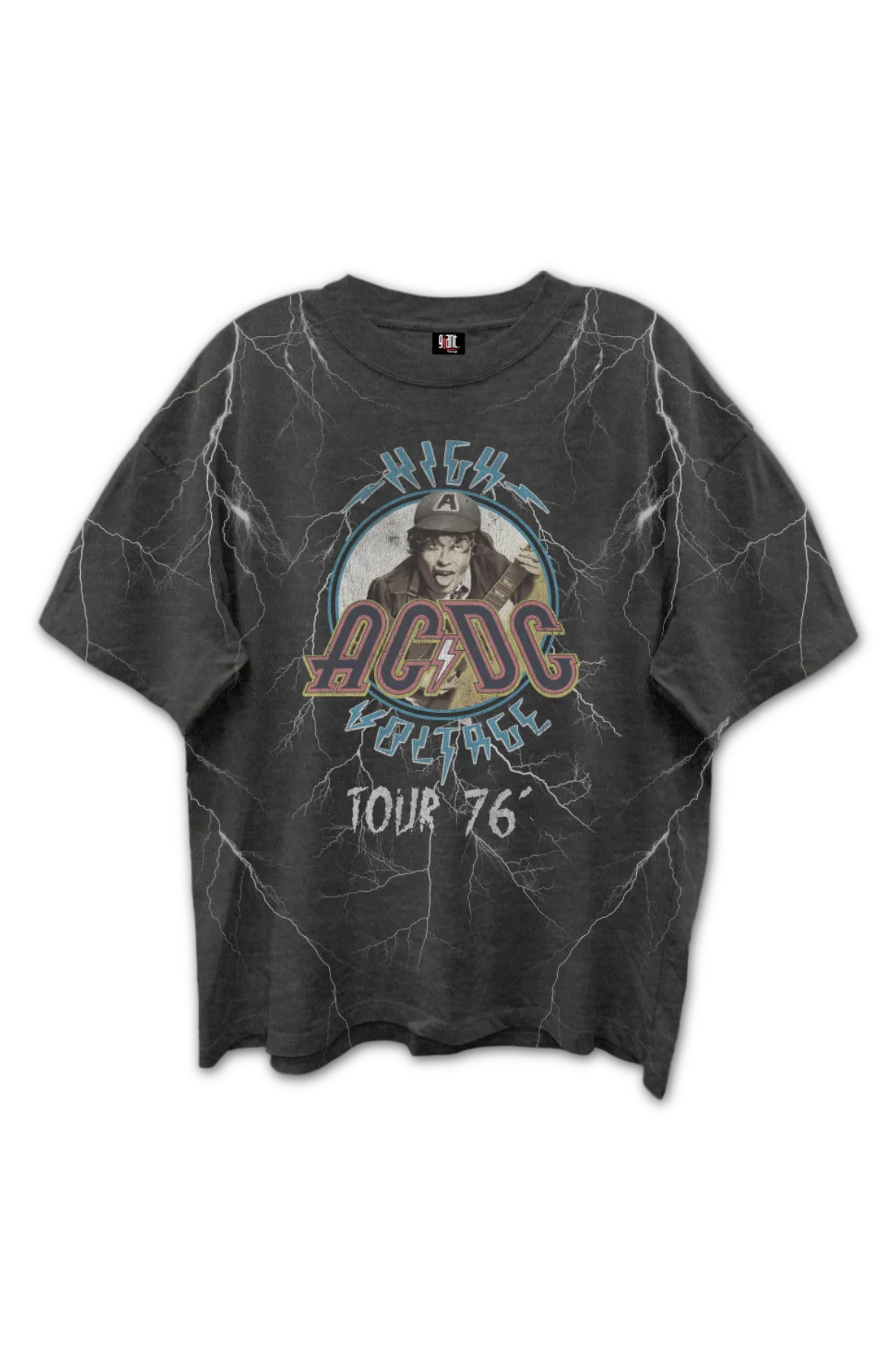 Front & Back High Voltage Tour 76 ACDC Oversized T-Shirt - Image 2