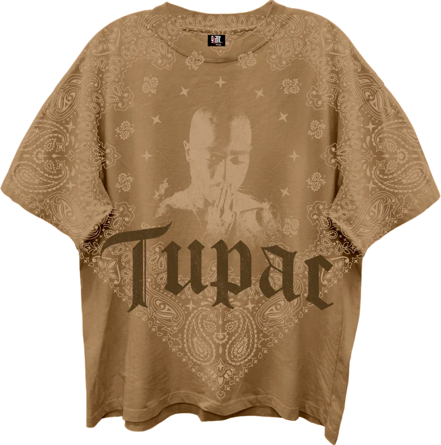 Front & Back Praying Hands Tupac Shakur Oversized T-Shirt