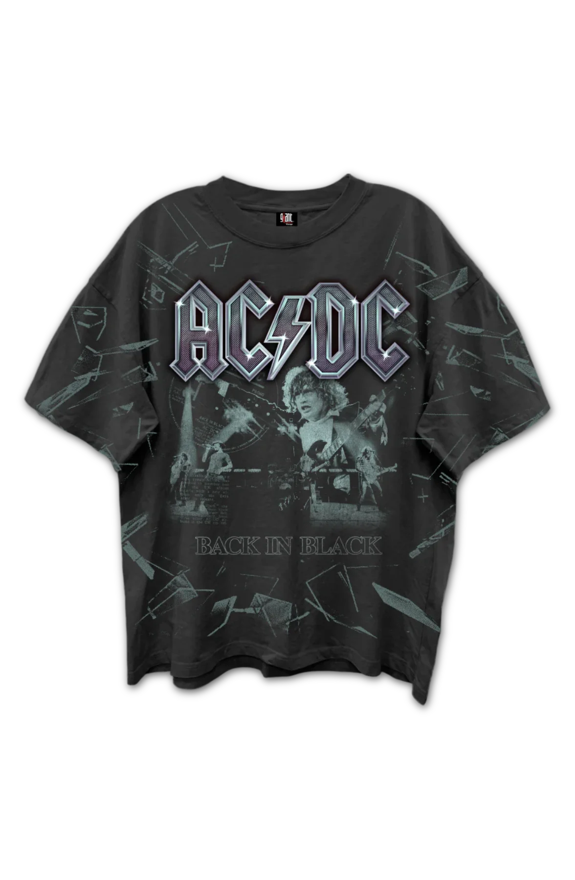 Front & Back Shattered Glass Back In Black ACDC Oversized T-Shirt - Image 2