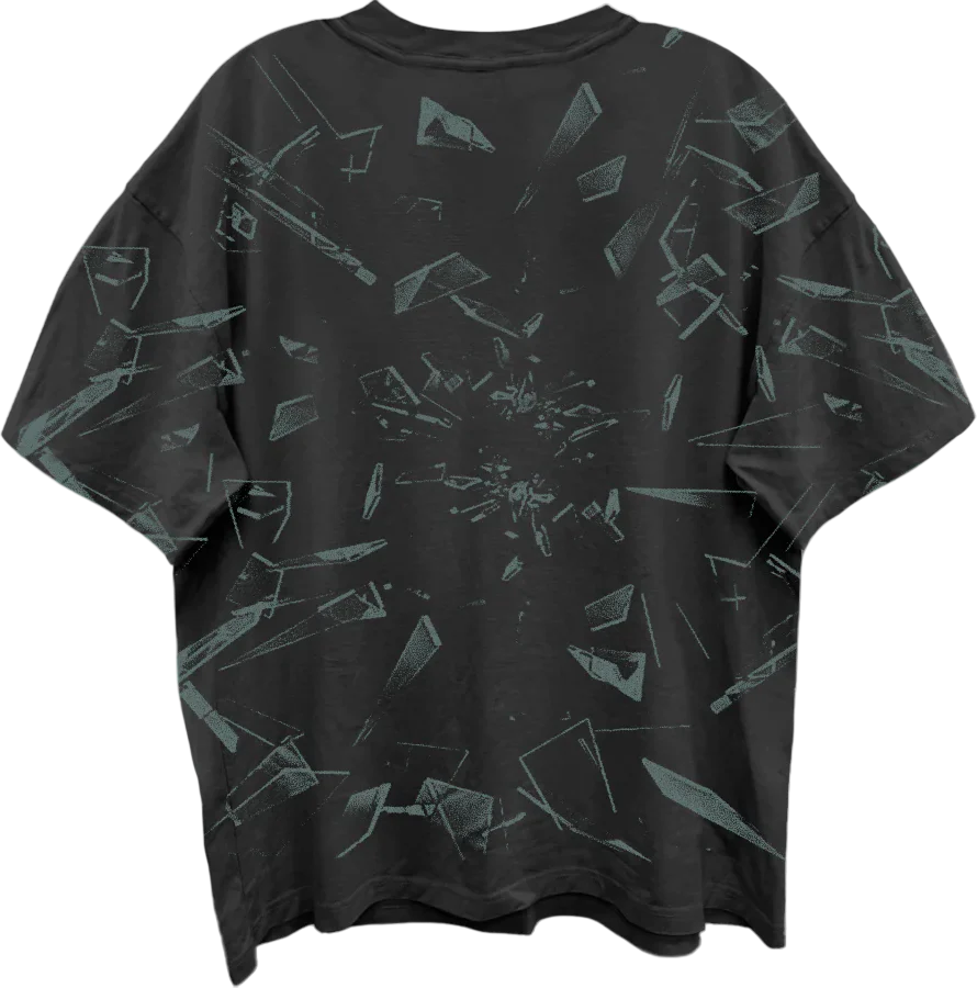 Front & Back Shattered Glass Back In Black ACDC Oversized T-Shirt - Image 3