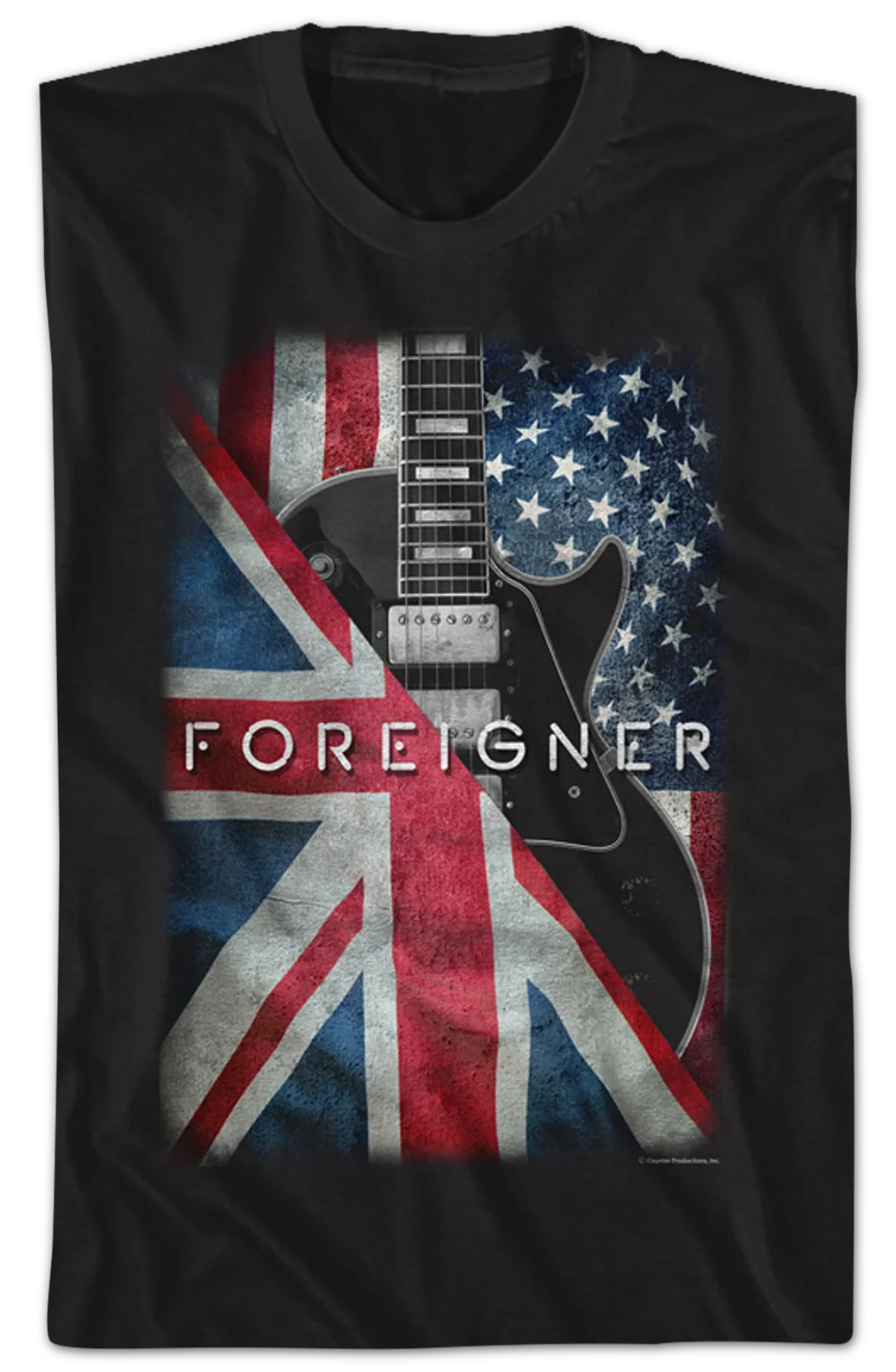 Guitar Wrapped In Flags Foreigner T-Shirt - Image 2