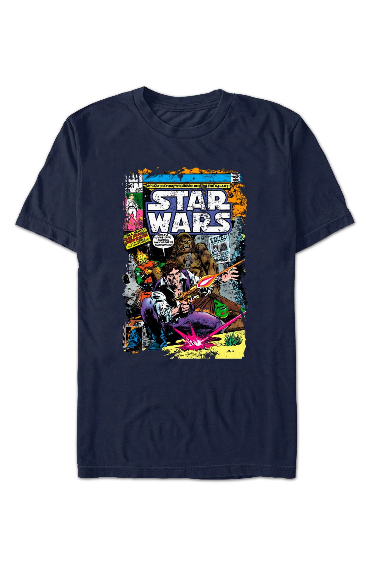 Han Solo And Chewbacca Comic Book Cover Star Wars T-Shirt - Image 2