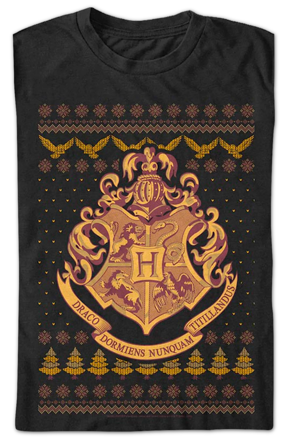 Hogwarts Faux Ugly Christmas Sweater Harry Potter T-Shirt - Image 2