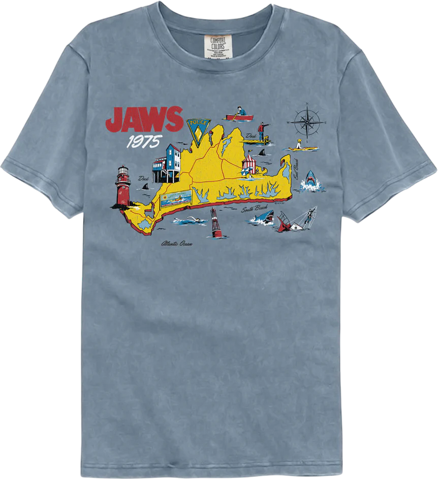 Jaws 75 Island Map Comfort Colors Brand T-Shirt