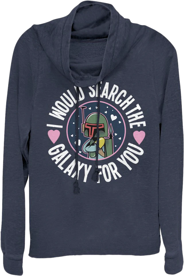 Ladies Boba Fett Search The Galaxy For You Star Wars Cowl Neck Sweatshirt