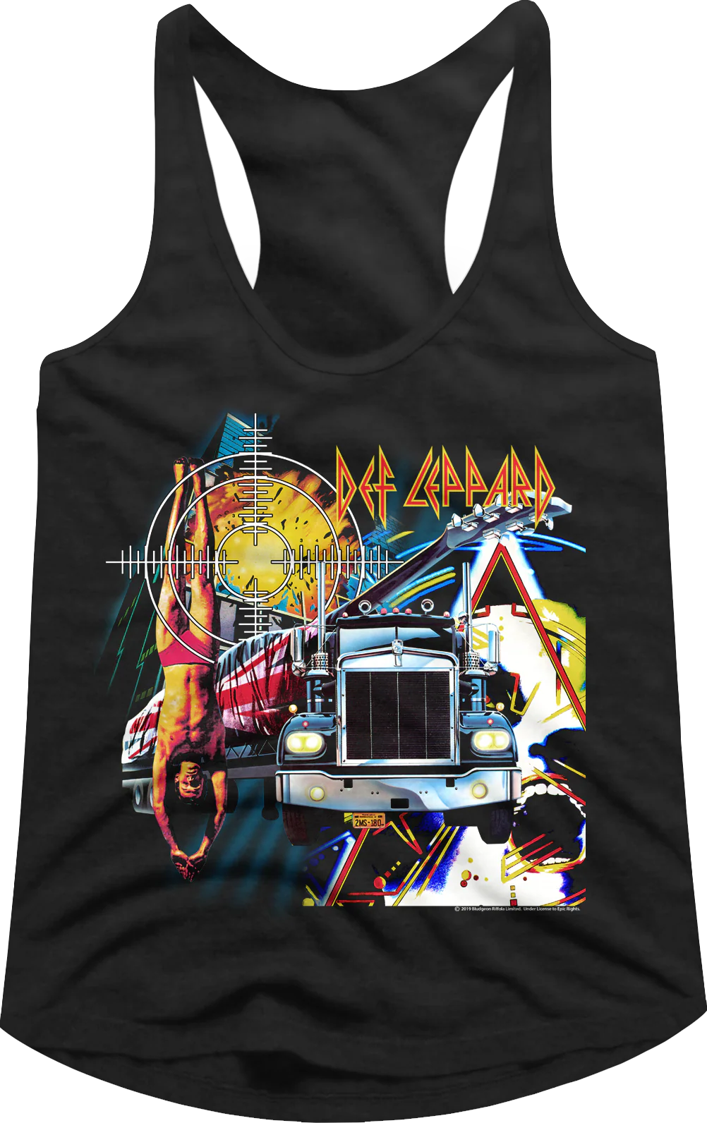Ladies First Four Collage Def Leppard Racerback Tank Top