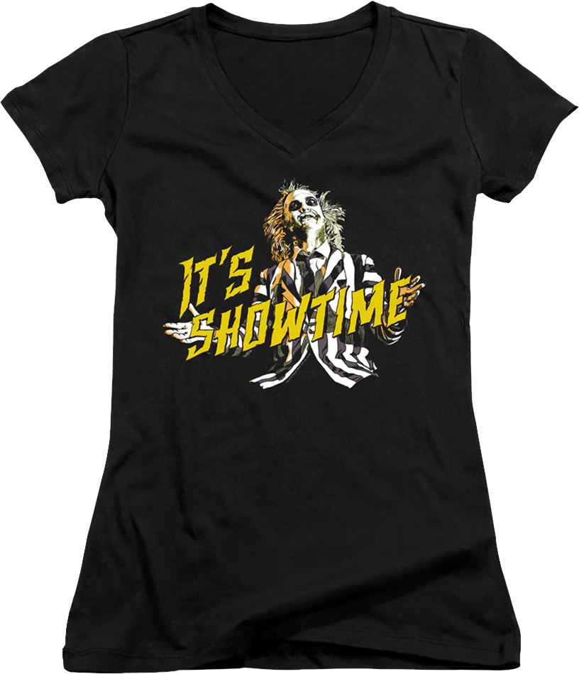 Ladies It's Showtime Beetlejuice V-Neck Shirt