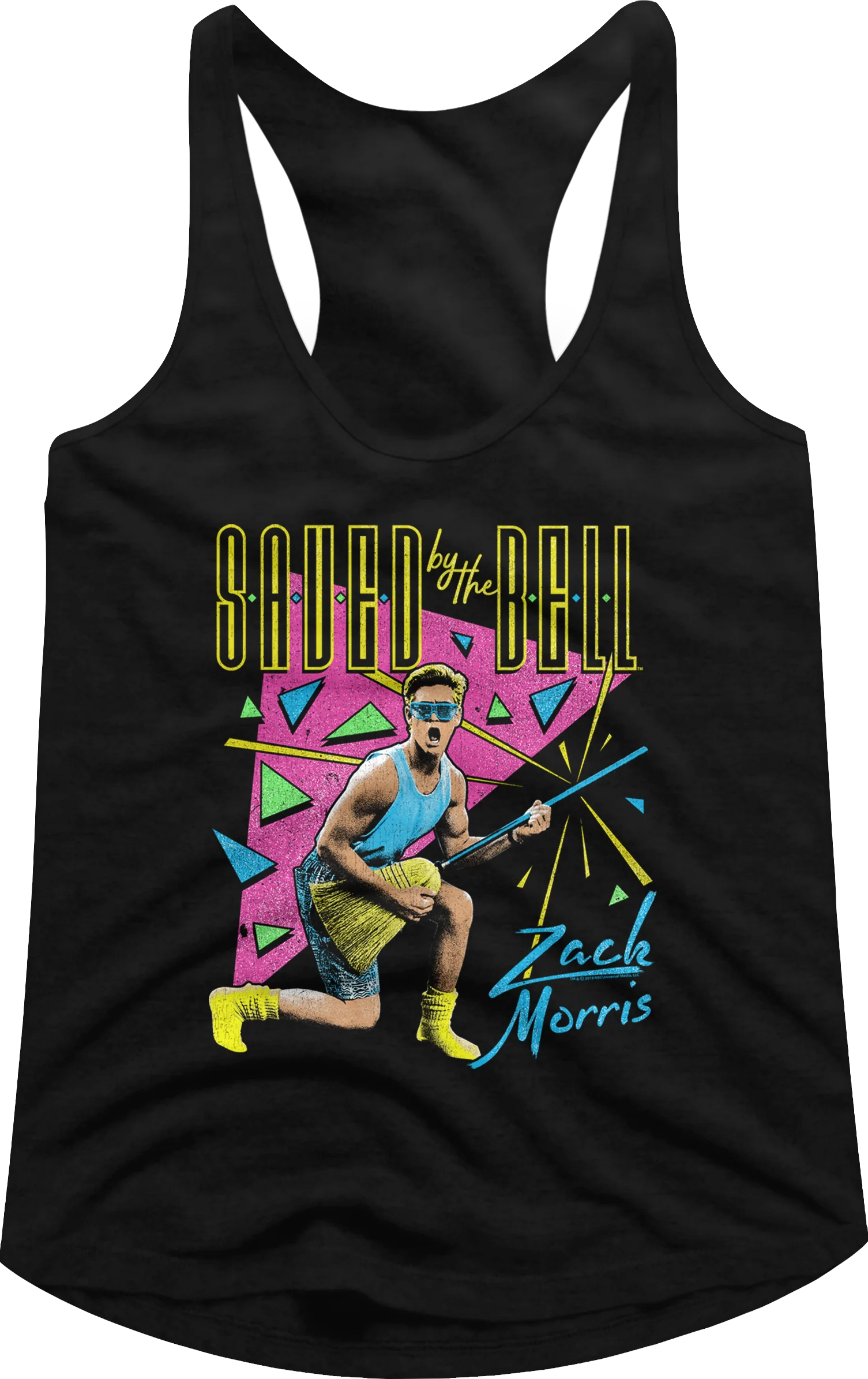 Ladies Neon Zack Morris Saved By The Bell Racerback Tank Top