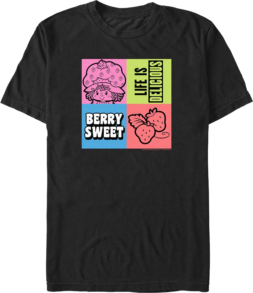 Life Is Delicious Squares Strawberry Shortcake T-Shirt