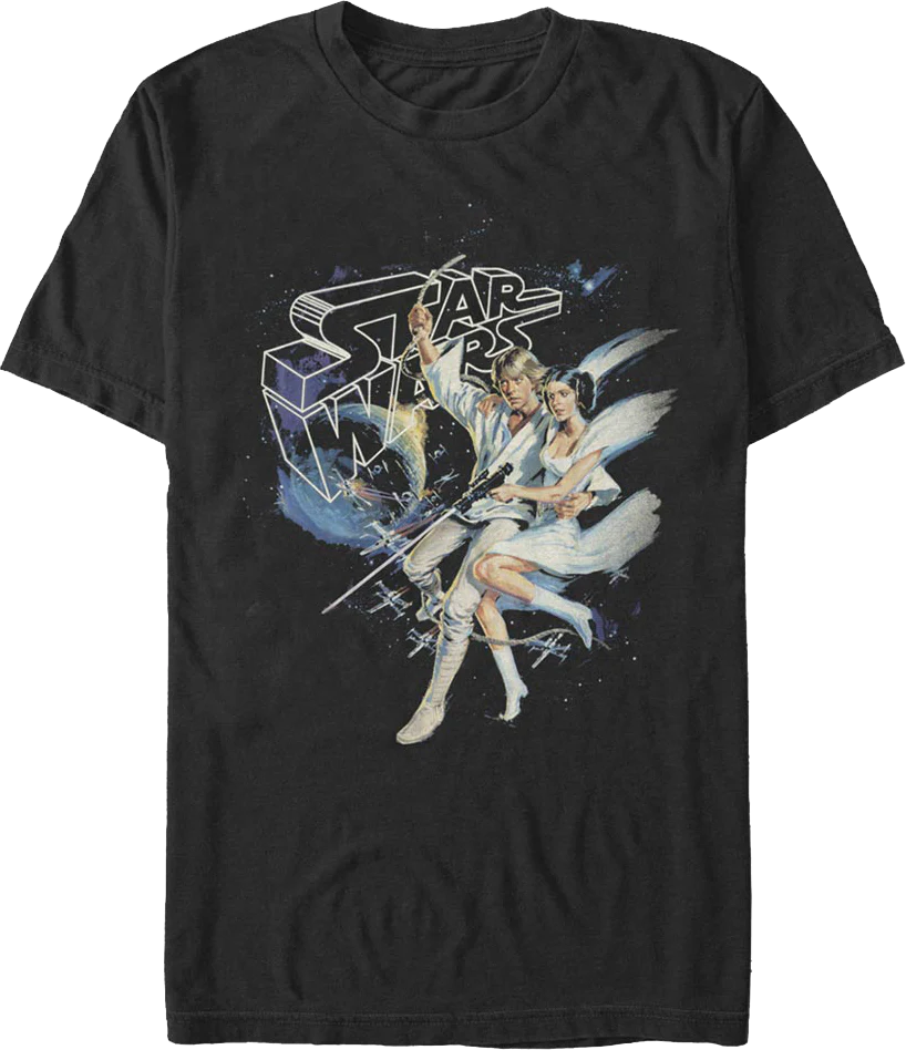 Luke Skywalker And Princess Leia Swing Into Action Star Wars T-Shirt