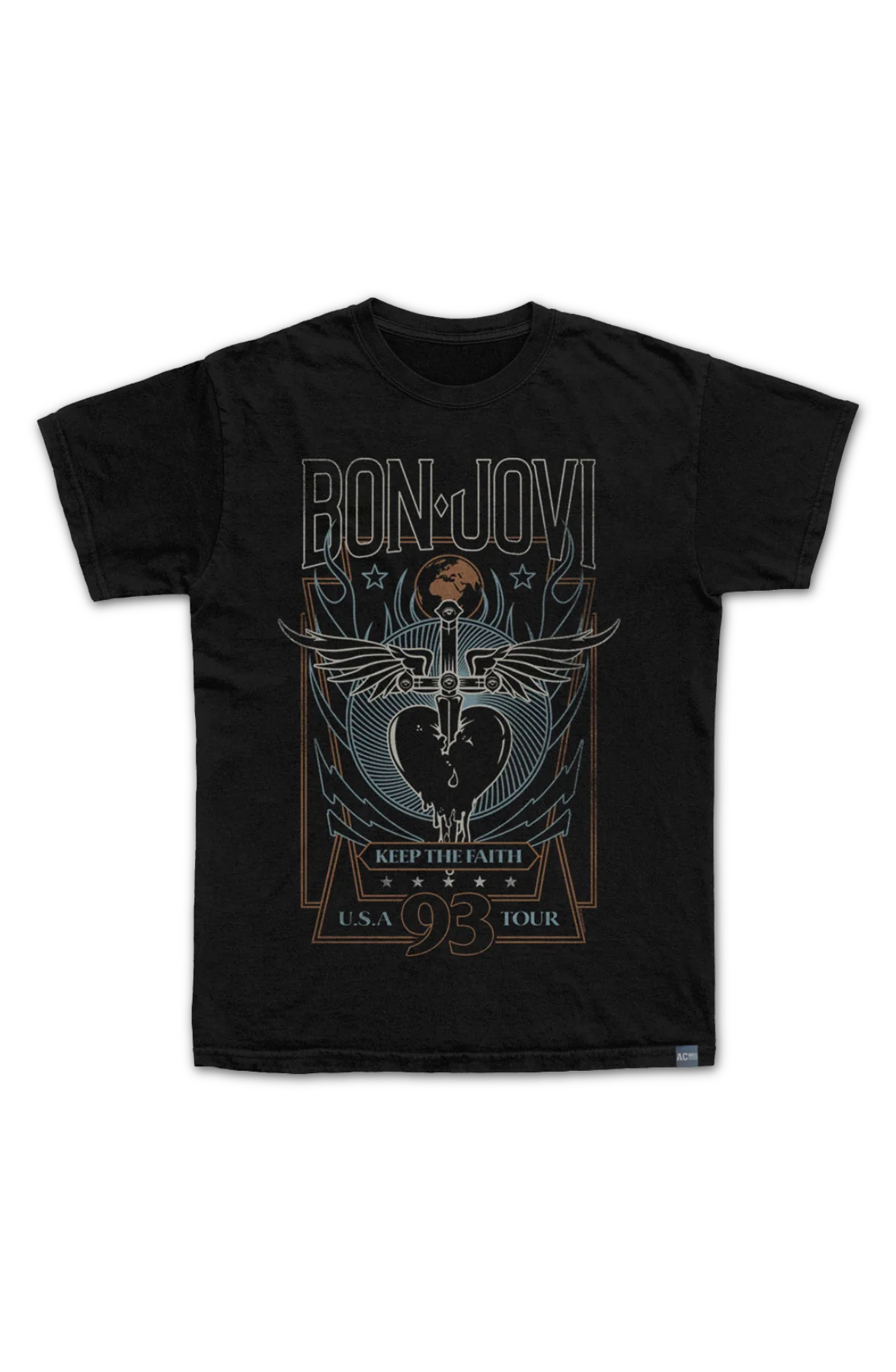 Made In USA Keep The Faith '93 Tour Bon Jovi T-Shirt - Image 2