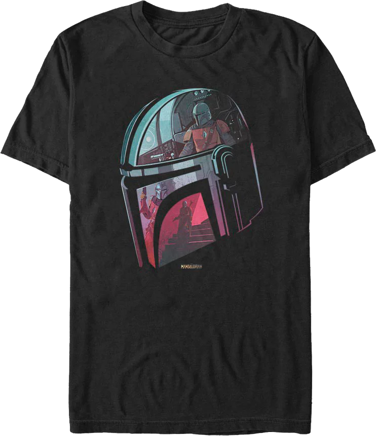 Mandalorian Helmet Reflection Star Wars T-Shirt
