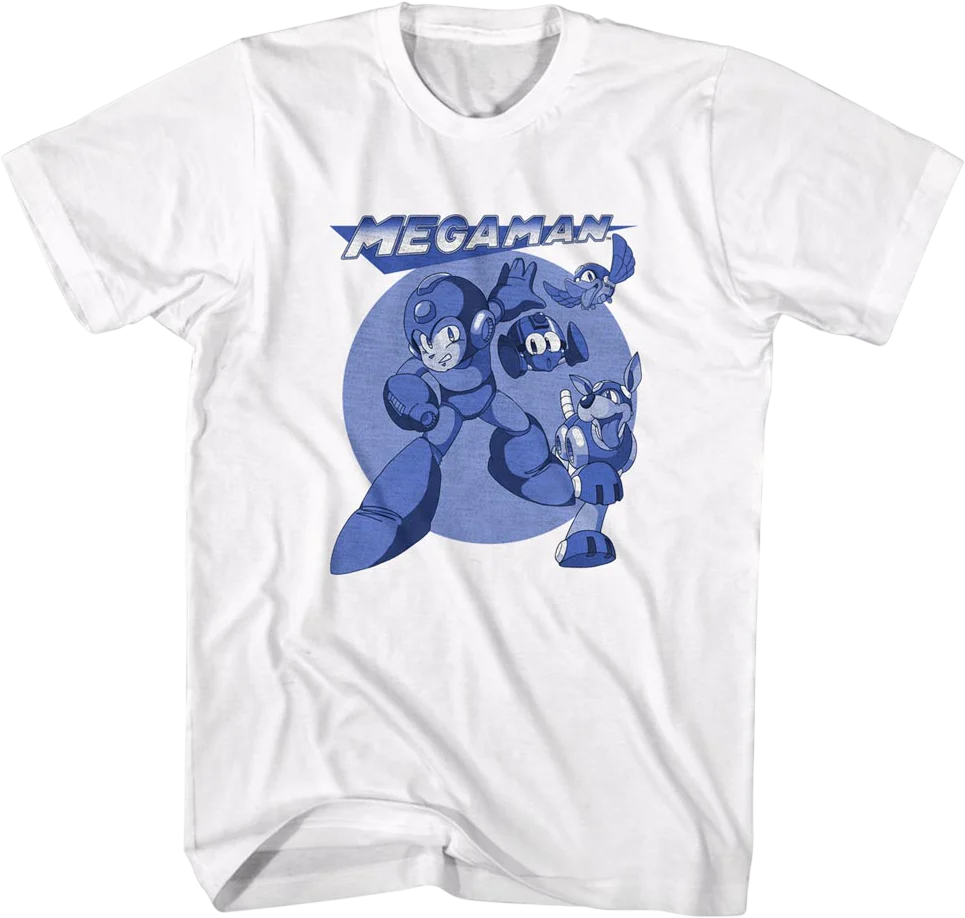 Mega Blue Poses Mega Man T-Shirt