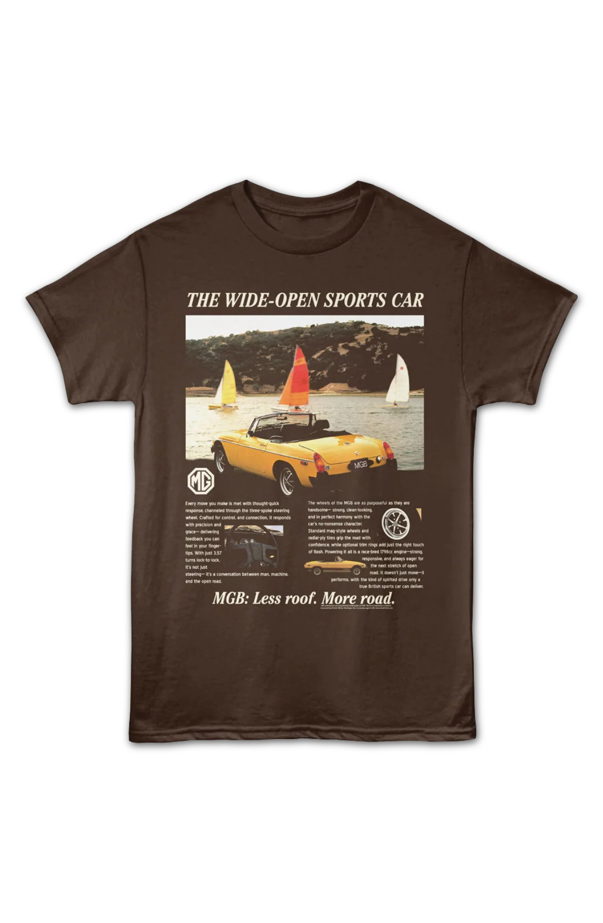 MGB Less Roof More Road British Motor Heritage T-Shirt - Image 2