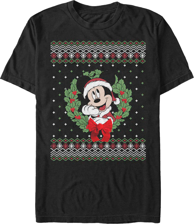Mickey Mouse Faux Ugly Sweater Disney T-Shirt
