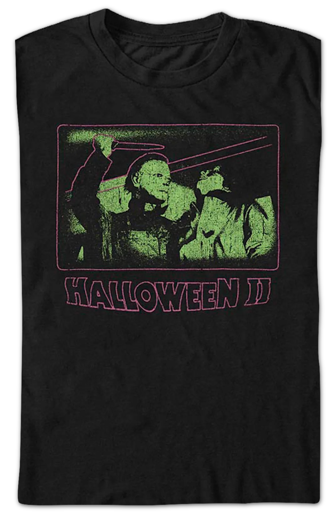 Neon Michael Myers Attack Halloween II T-Shirt - Image 2