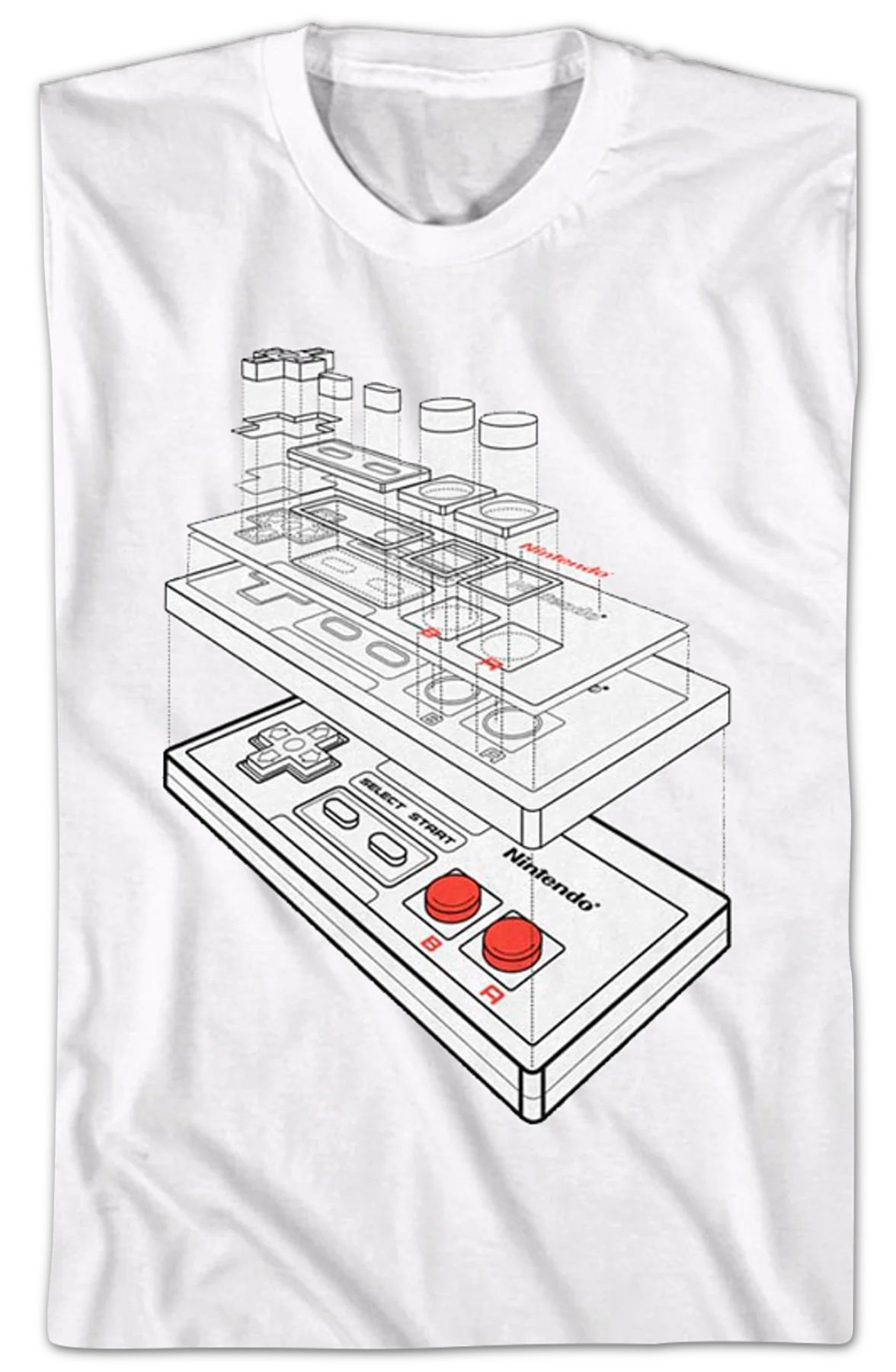 NES Controller Schematic Nintendo T-Shirt - Image 2