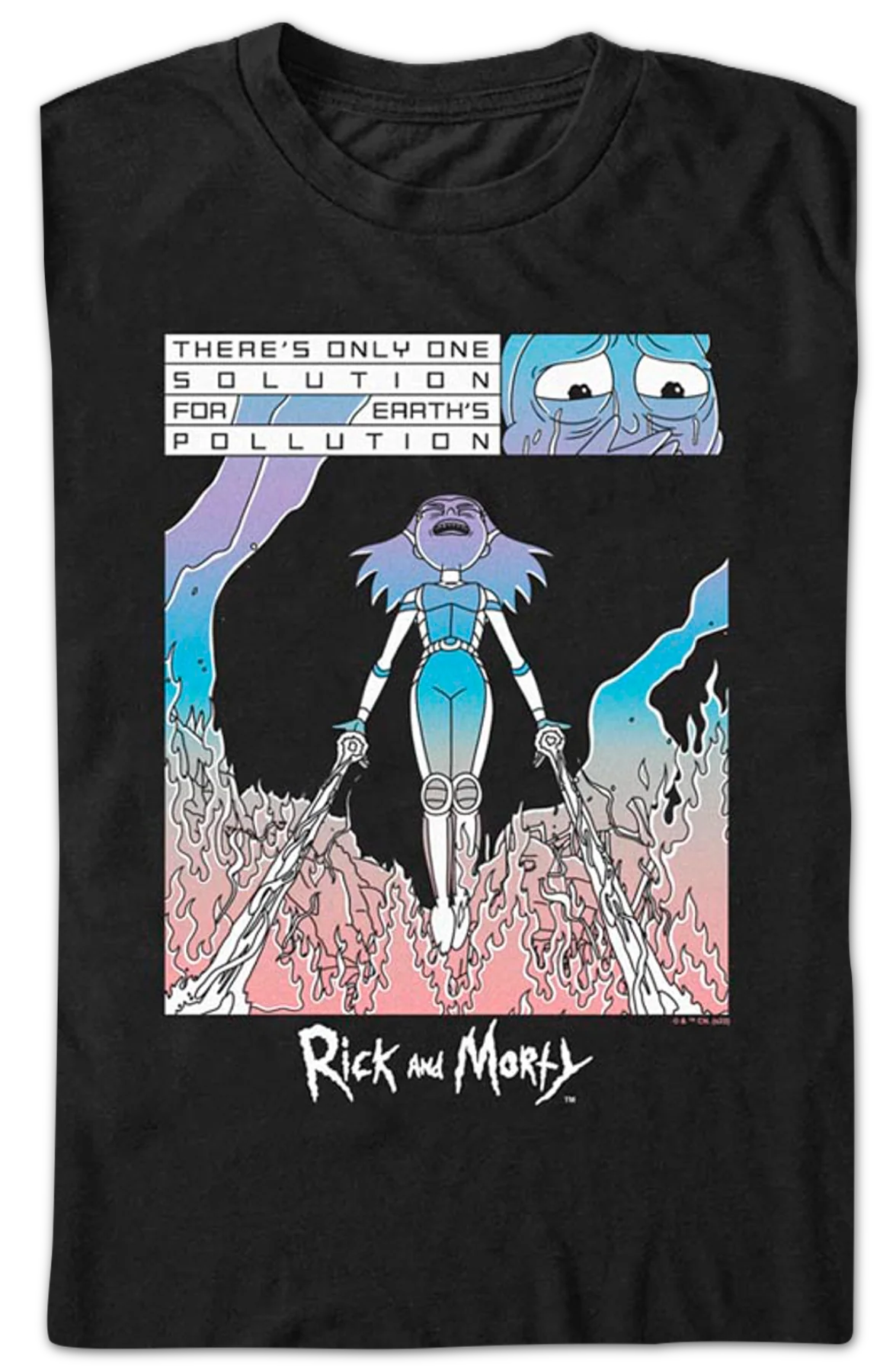 Only One Solution For Earth's Pollution Rick And Morty T-Shirt - Image 2