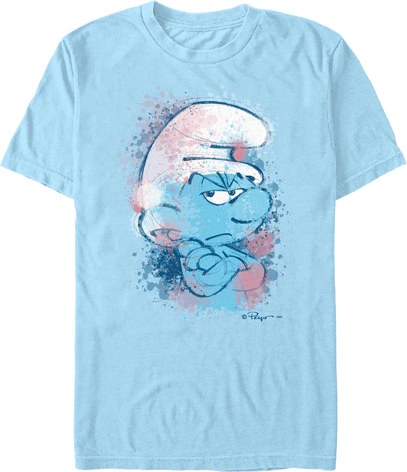 Paint Splatter Grouchy Smurf T-Shirt