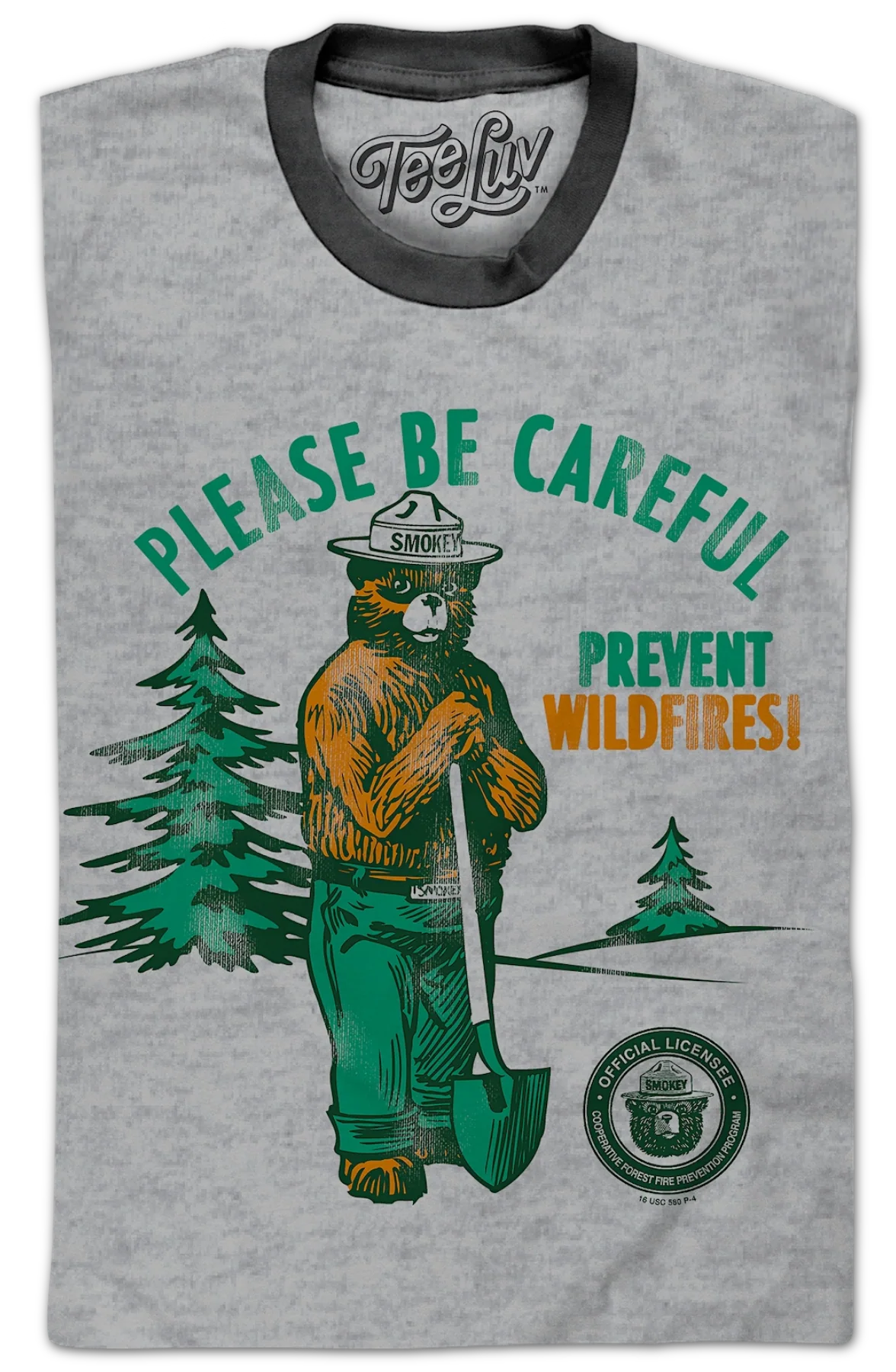 Please Be Careful Prevent Wildfires Smokey Bear Ringer Shirt - Image 2