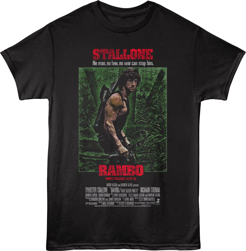 Rambo: First Blood Part II Tagline Poster Rambo T-Shirt