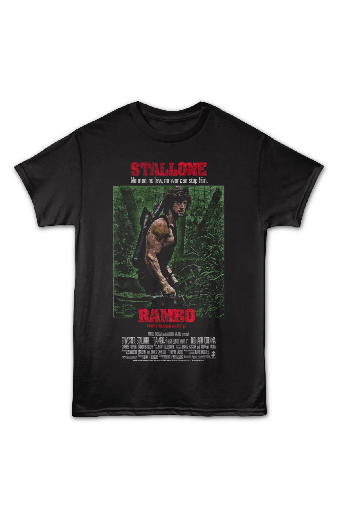Rambo: First Blood Part II Tagline Poster Rambo T-Shirt - Image 2