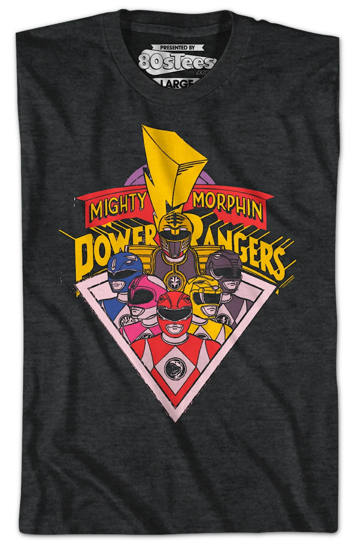 Rangers And Logo Mighty Morphin Power Rangers T-Shirt - Image 2