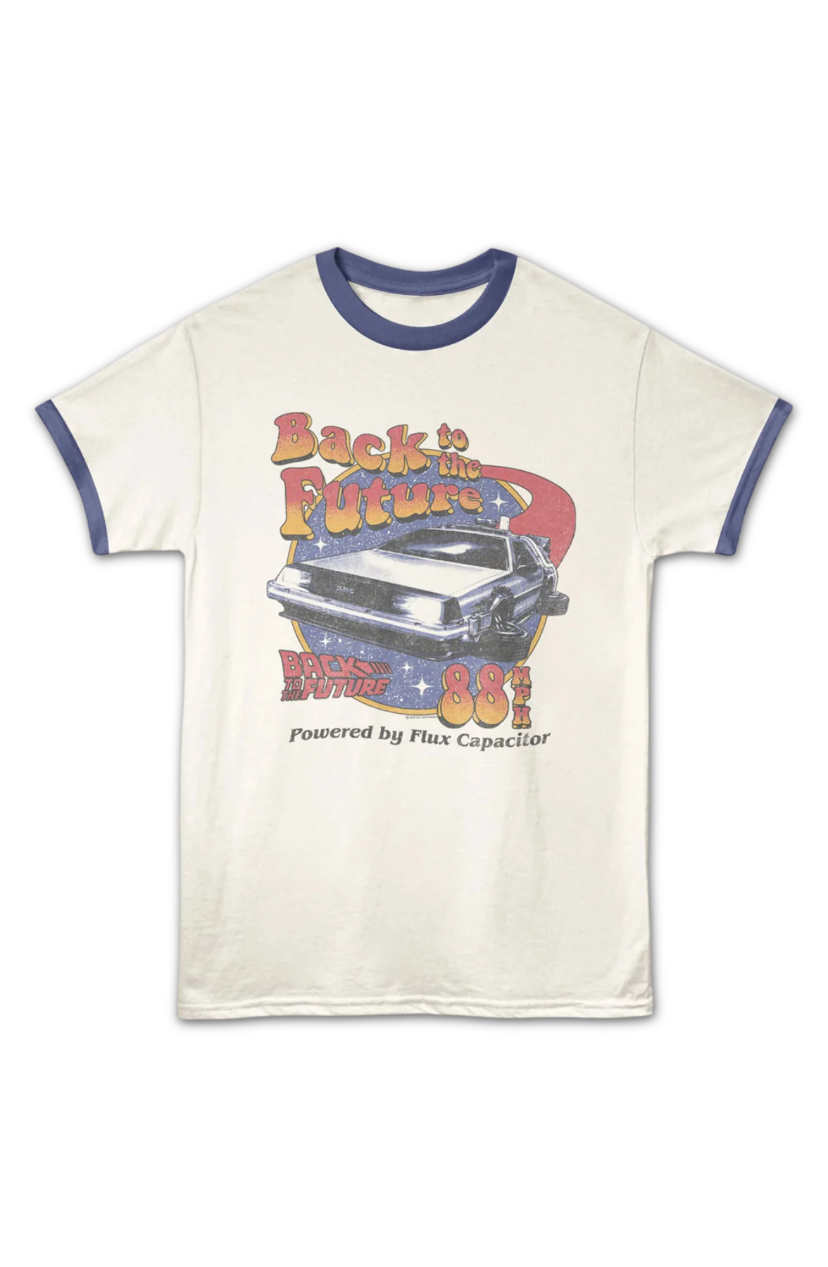 Retro Powered By Flux Capacitor Back To The Future Ringer Shirt - Image 2