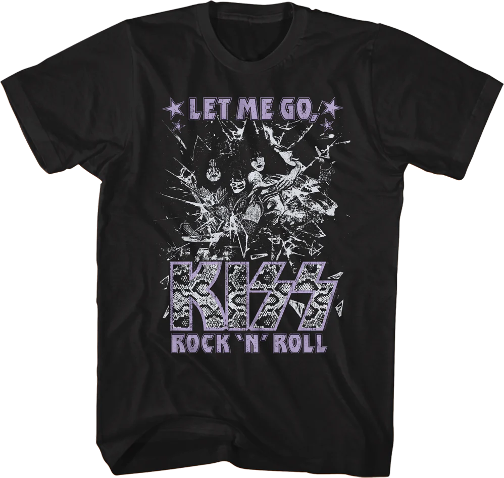 Shattered Let Me Go Rock 'N' Roll KISS T-Shirt