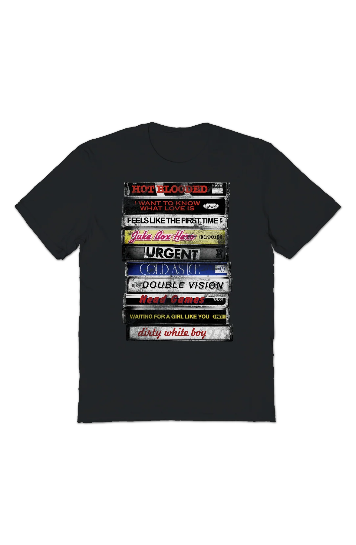 Stacked Cassette Singles Foreigner T-Shirt - Image 2