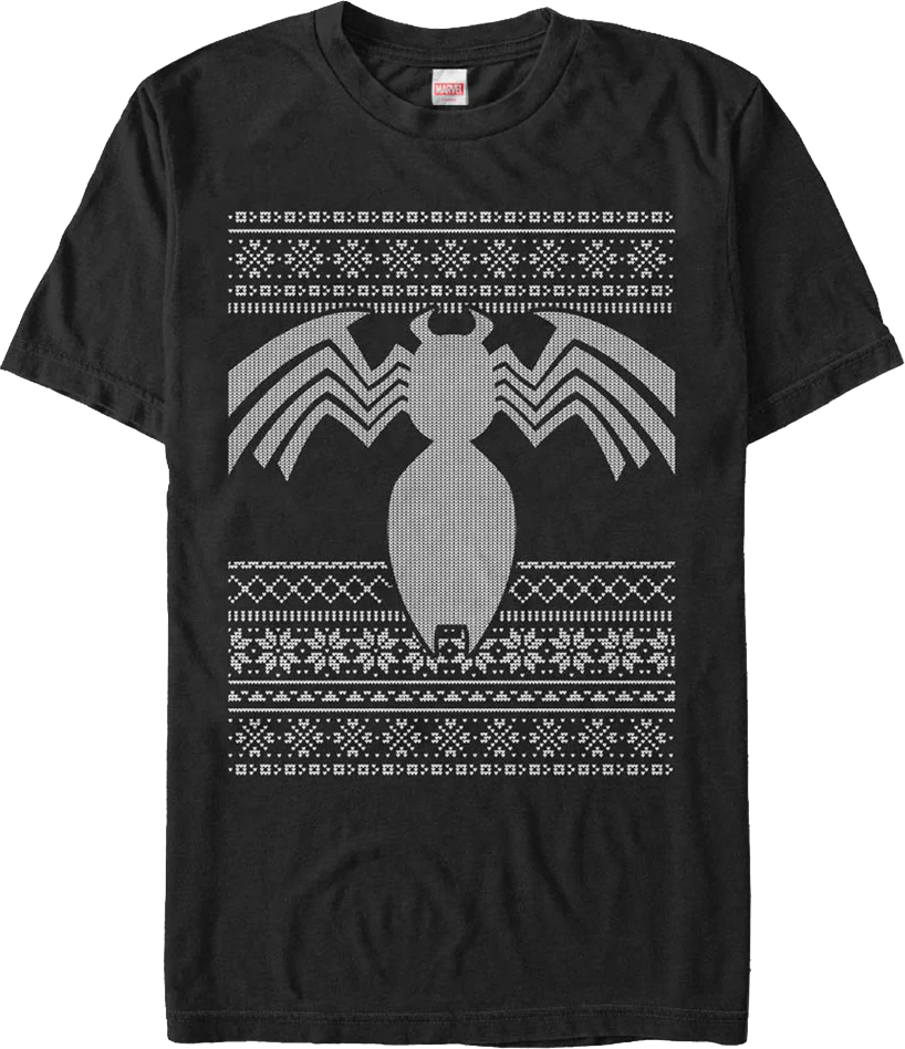 Venom Faux Ugly Christmas Sweater Marvel Comics T-Shirt