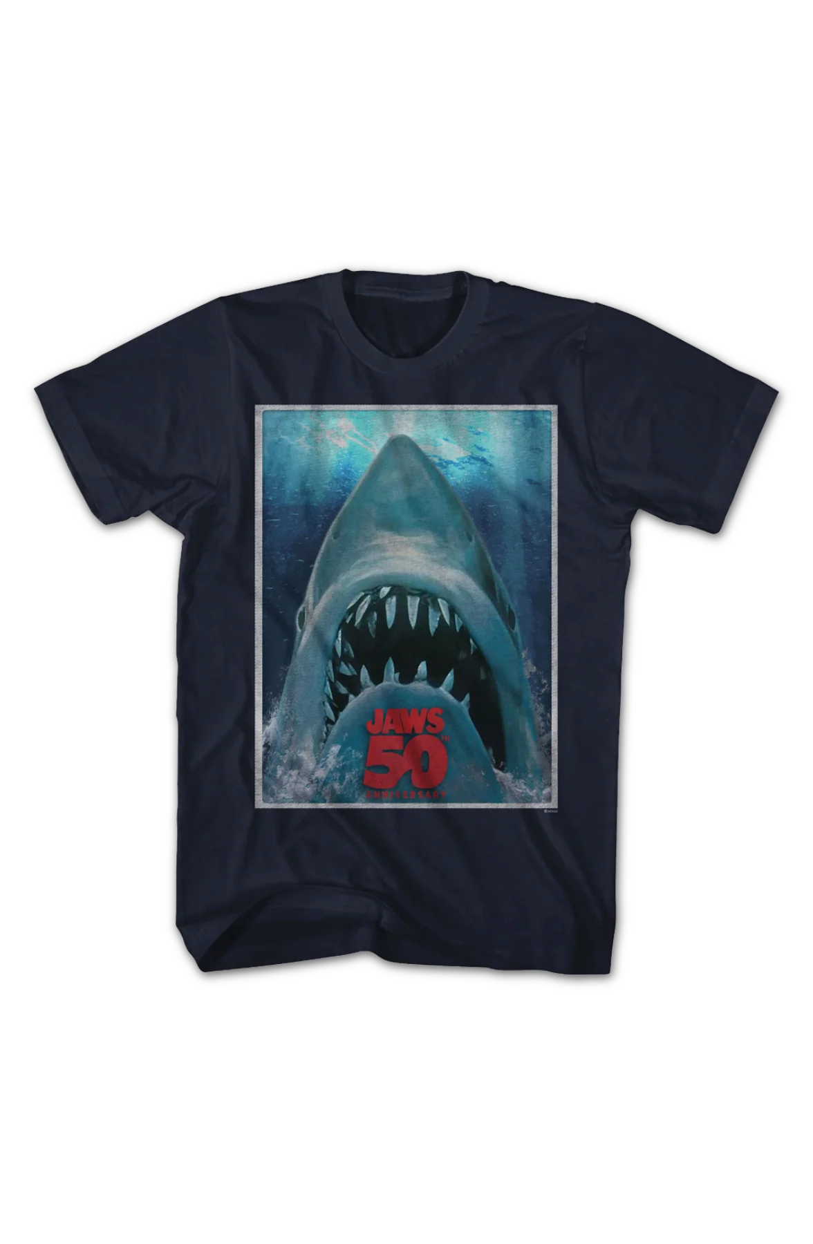 Vintage 50th Anniversary Poster Jaws T-Shirt - Image 2