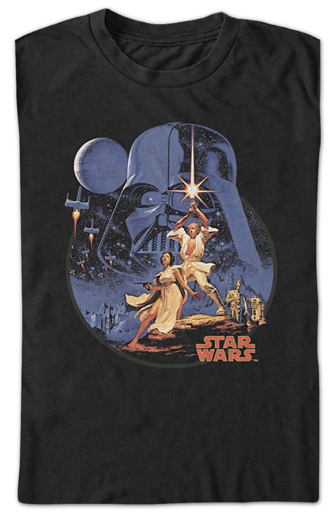 Vintage Episode IV A New Hope Poster Star Wars T-Shirt - Image 2