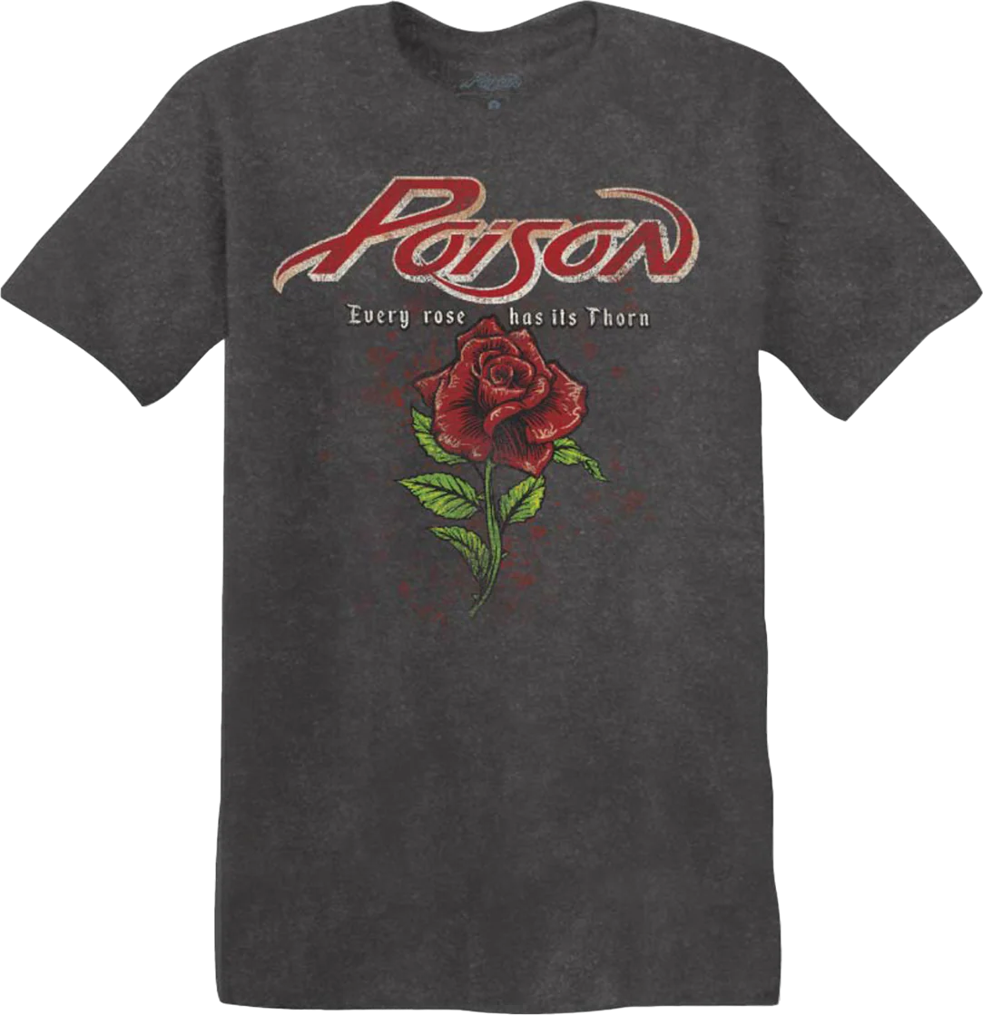 Vintage Every Rose Has Its Thorn Poison T-Shirt - Image 2