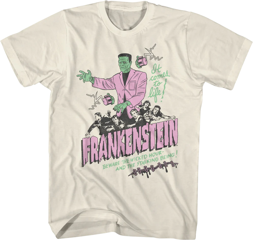 Vintage It Comes To Life Illustration Frankenstein T-Shirt