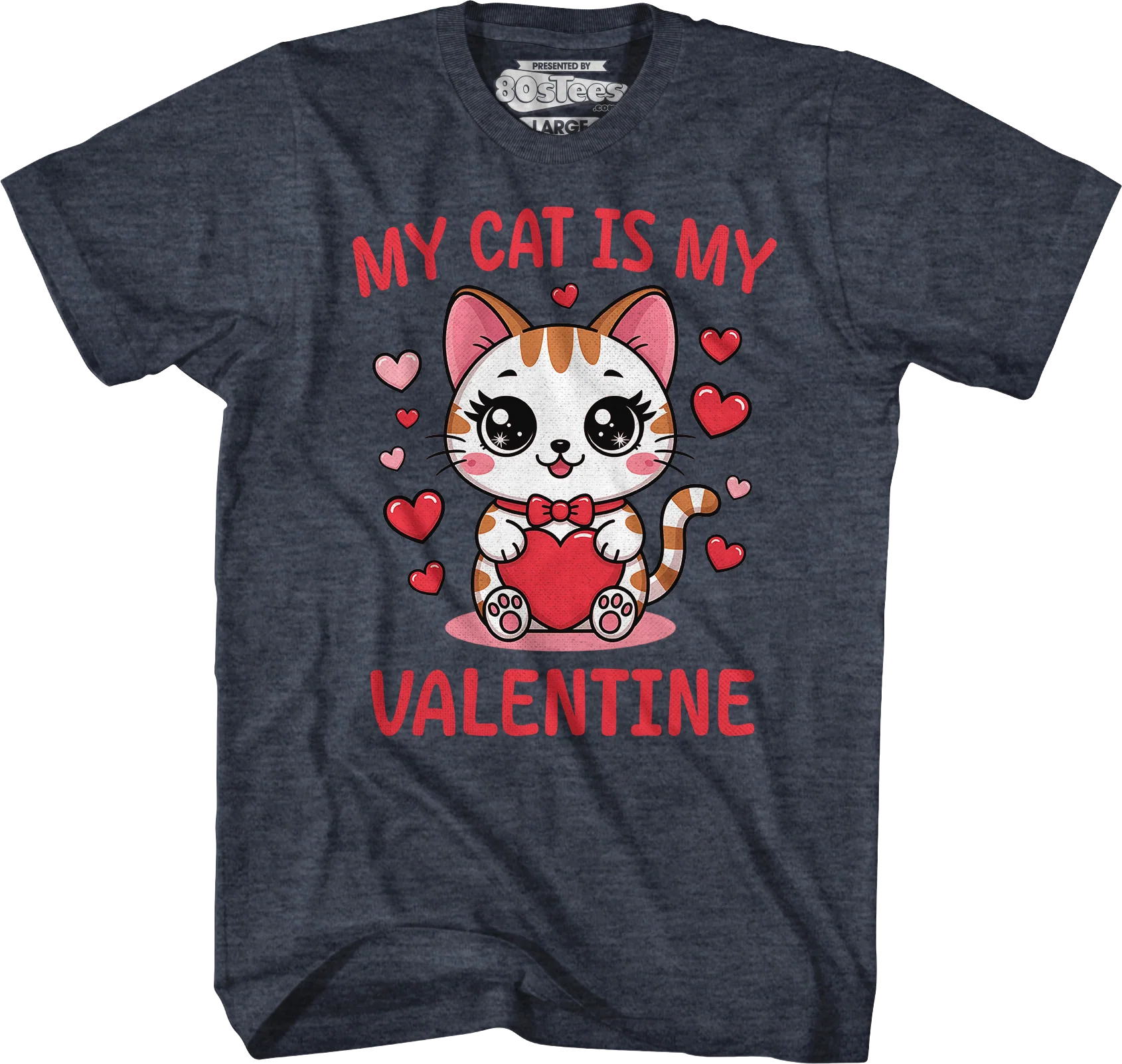 Vintage My Cat Is My Valentine T-Shirt - Image 3