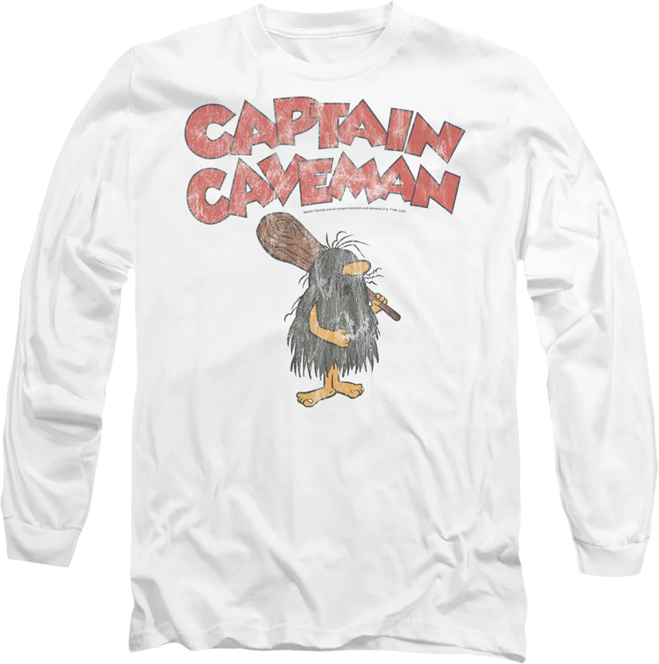 Vintage White Captain Caveman Long Sleeve Shirt