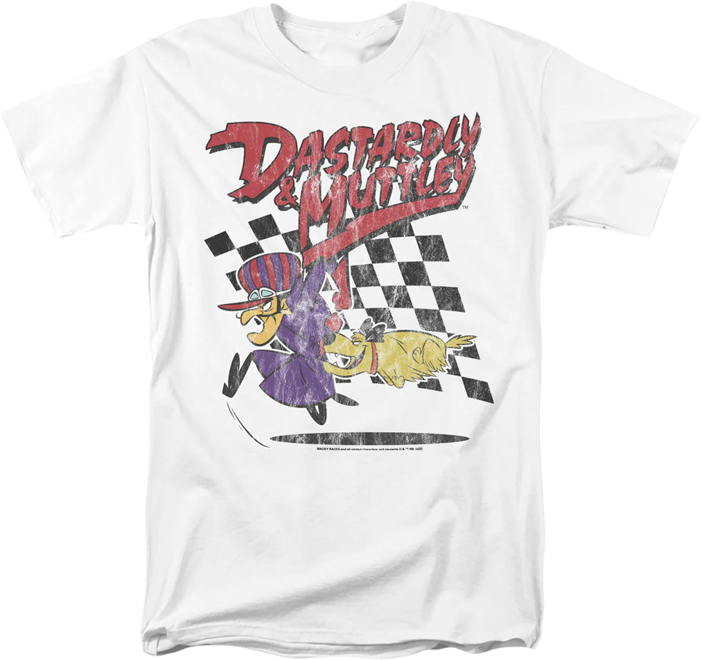Vintage White Dastardly & Muttley Wacky Races T-Shirt
