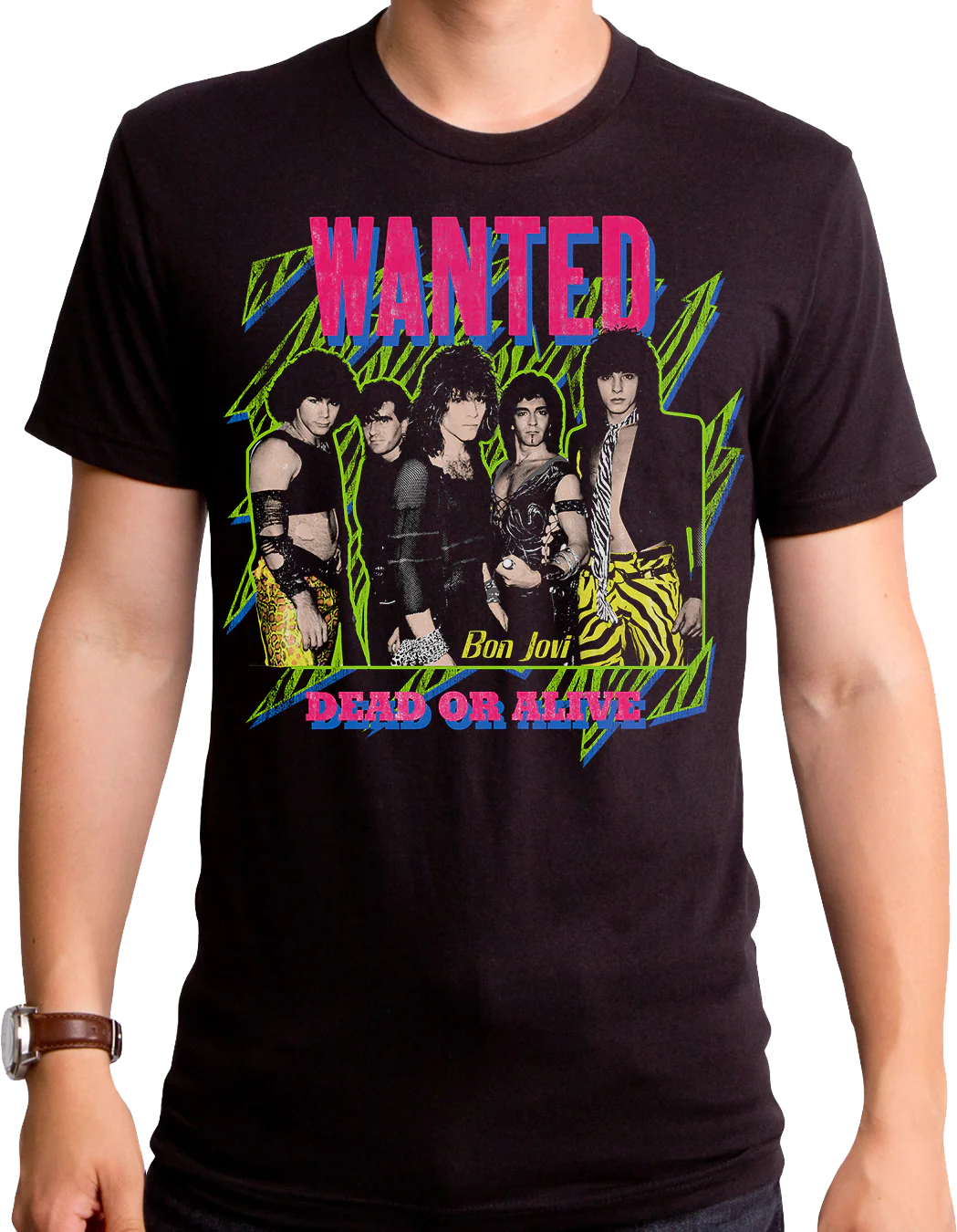 Wanted Dead Or Alive Neon Bon Jovi T-Shirt